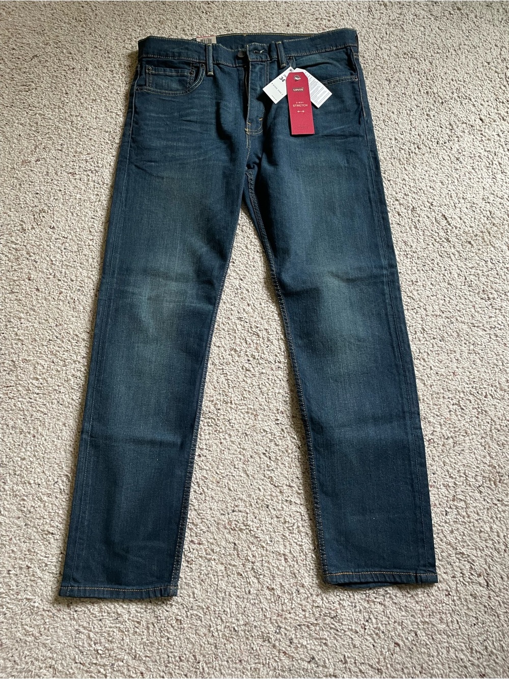 NEW Levi’s 502 34x32 Men's Dark Blue Regular Taper Stretch Straight Jeans